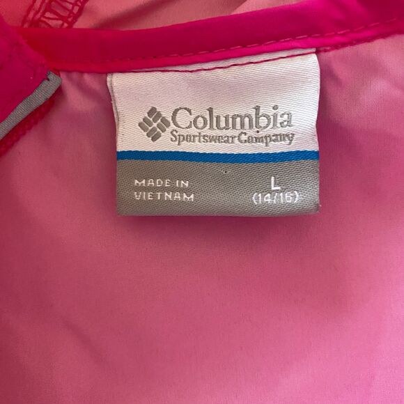Columbia Girls Nylon Windbreaker Jacket Lightweight Hooded Zip Outdoor Layer L - Picture 3 of 10